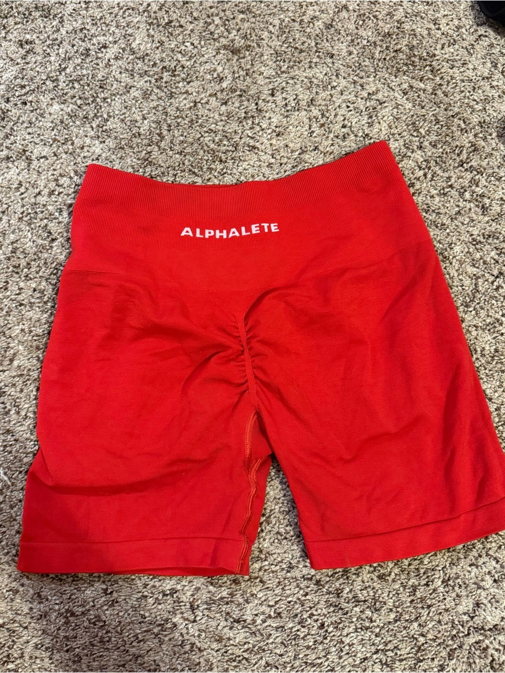 Alphalete Red Scrunch High-Waist Bike Shorts